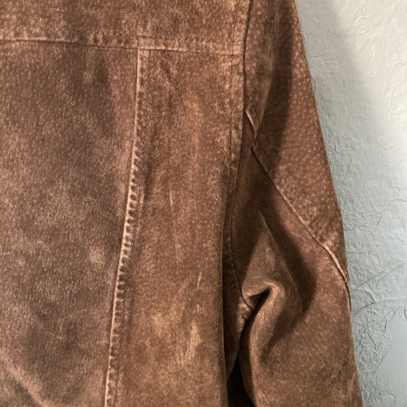 Coldwater Creek Brown Leather Zip Front Jacket Faux Fur Collar and Cuffs - Picture 8 of 12